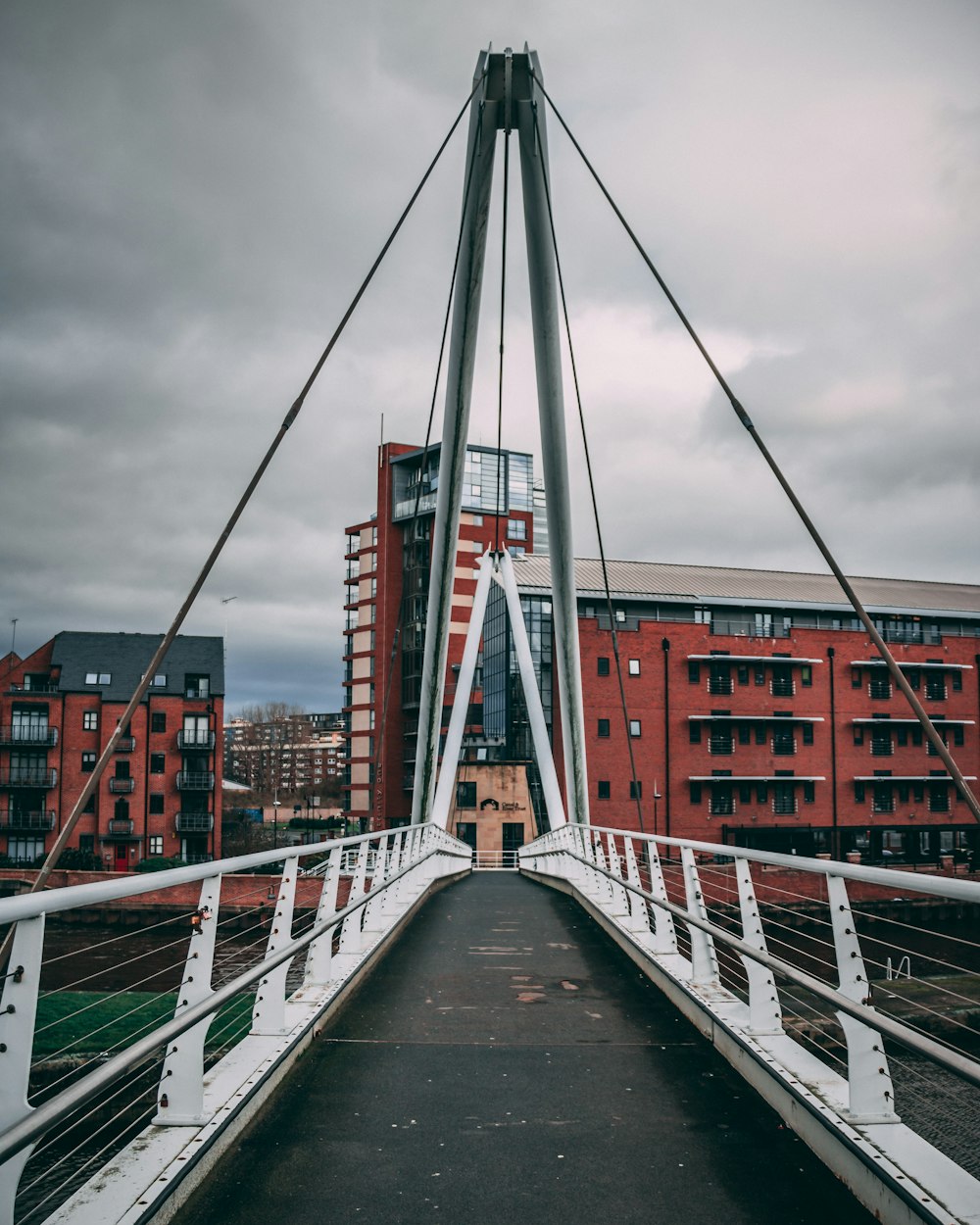 white suspension bridge