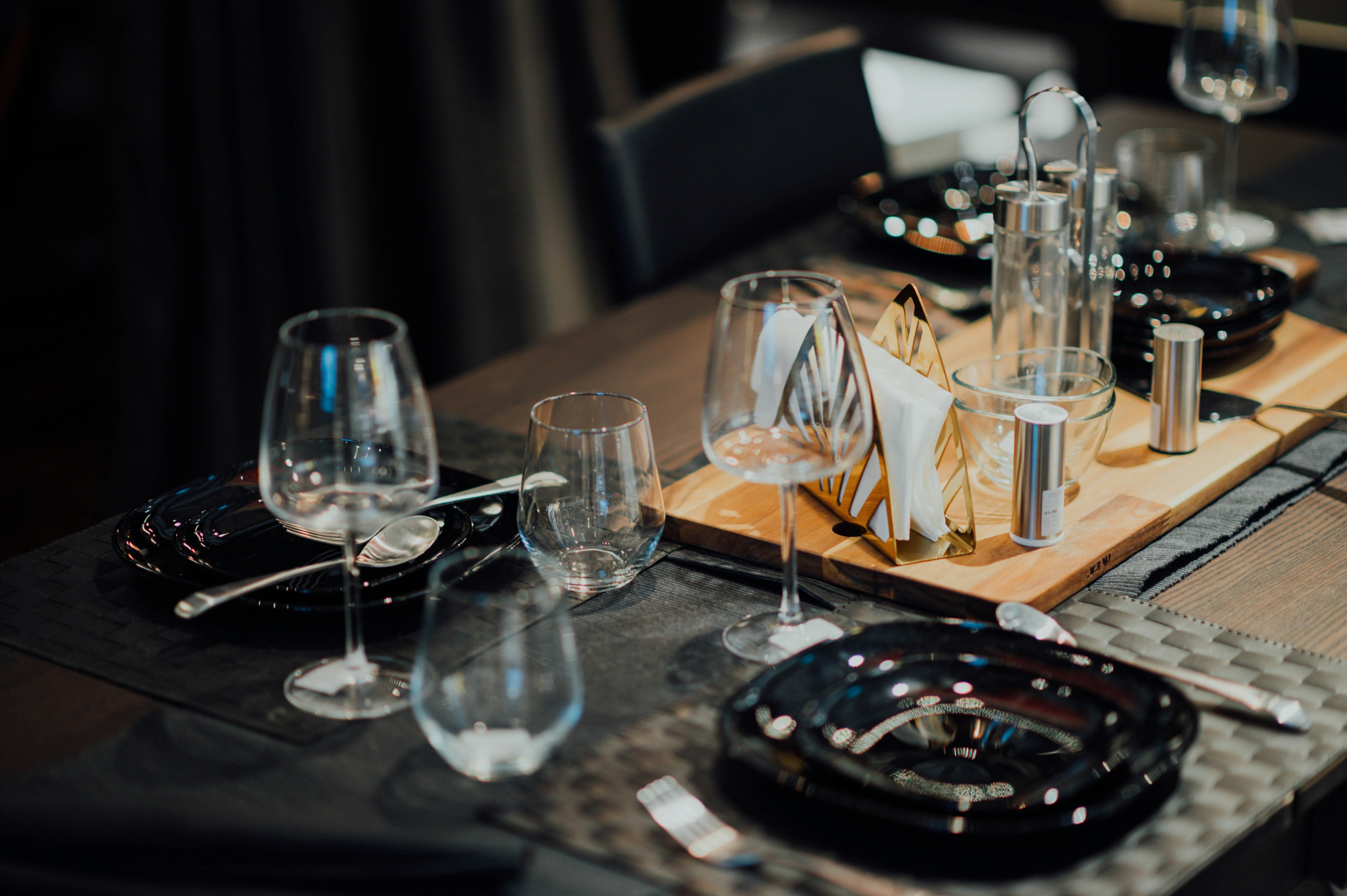 assorted wine glasses on table