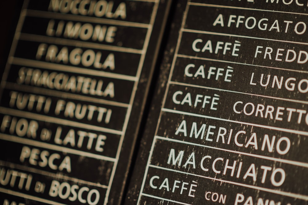 black wooden menu board