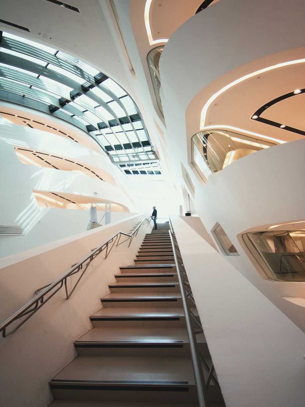 man standing on stair