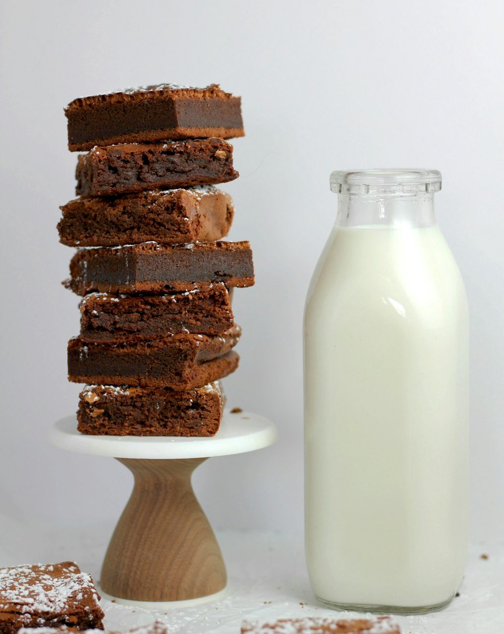 chocolate fudge beside milk bottle