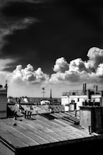 grayscale photography of housed