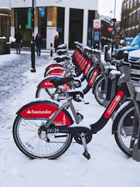 black Santander commuter bike parked on parking lot