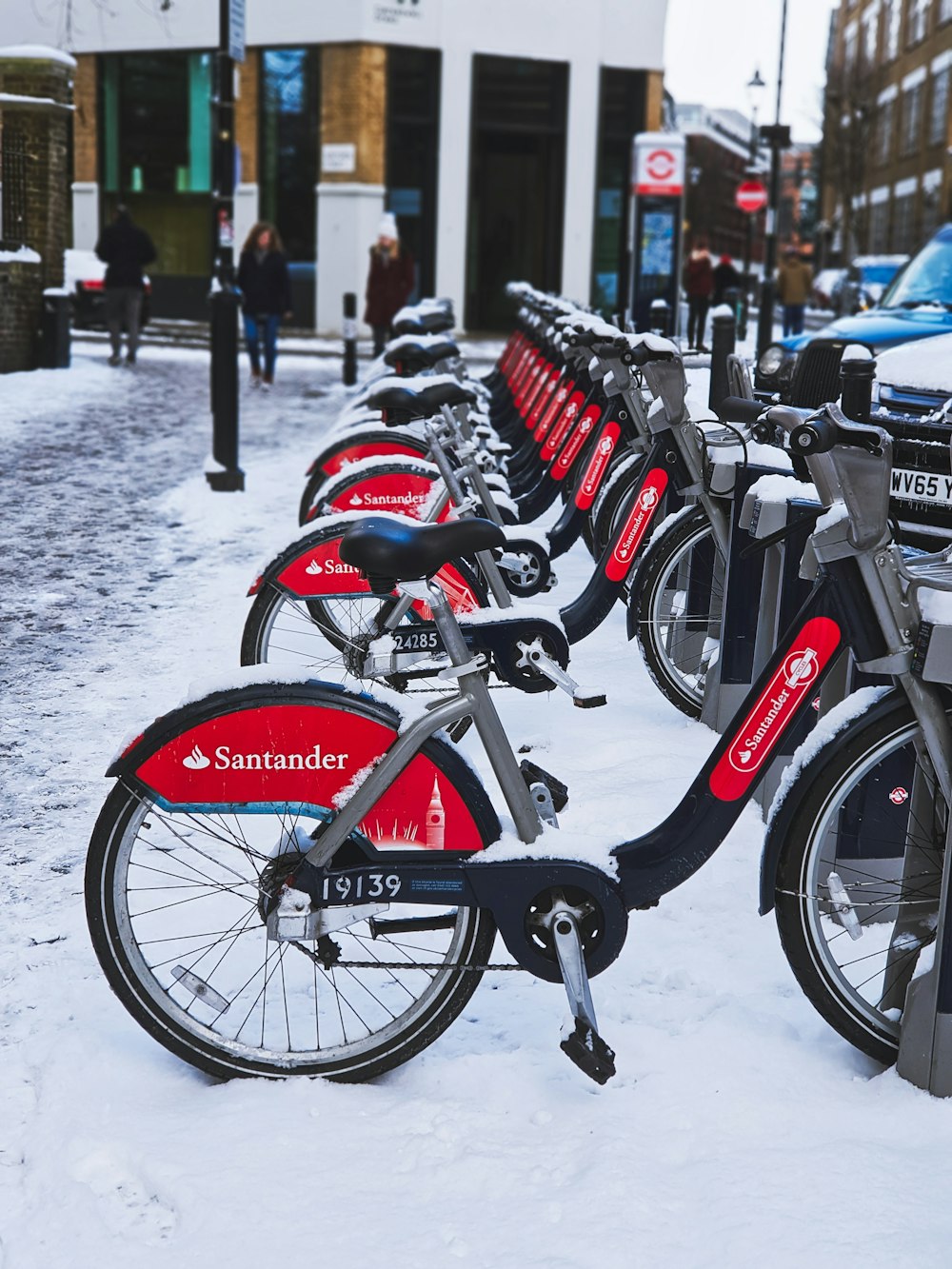 black Santander commuter bike parked on parking lot