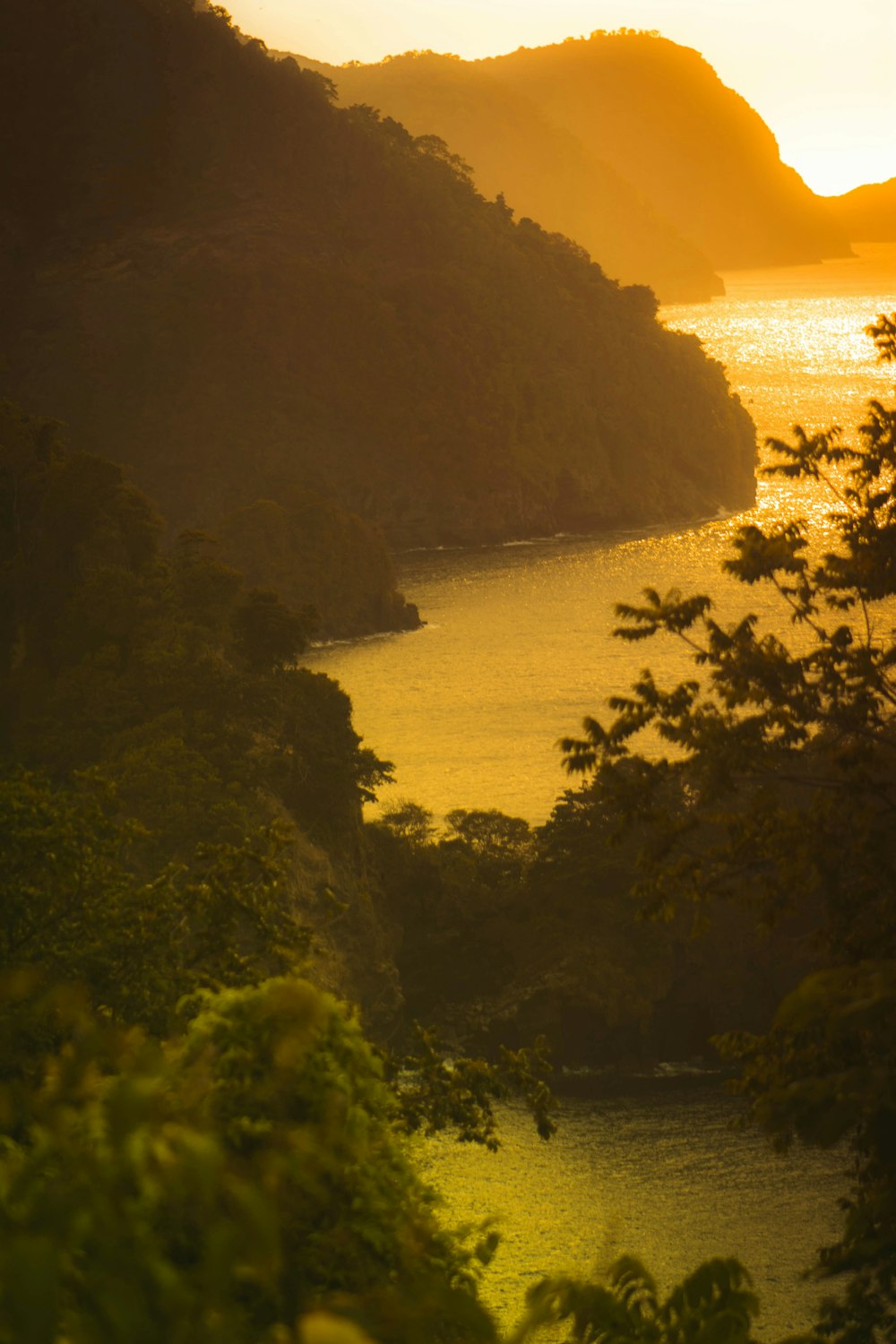 mountains near body of water