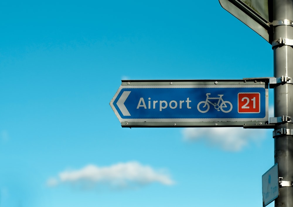 blue Airport 21 signage