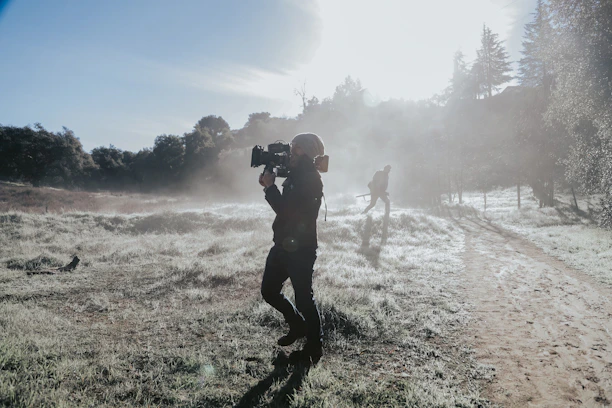 A moody still from Umesh showing the protagonist walking through a misty Goan village at dawn.
