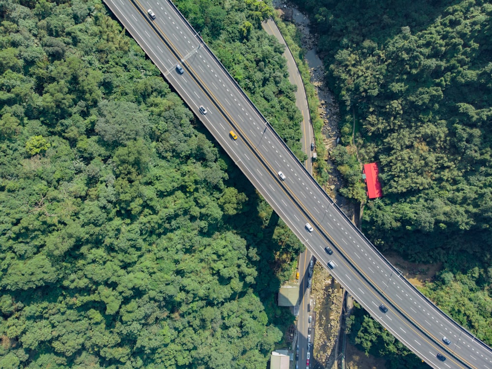 aerial photo of highway during daytime