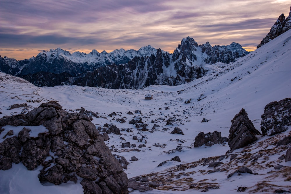 snow-covered rock formation