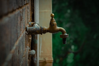 tilt shift focus photography of brown faucet