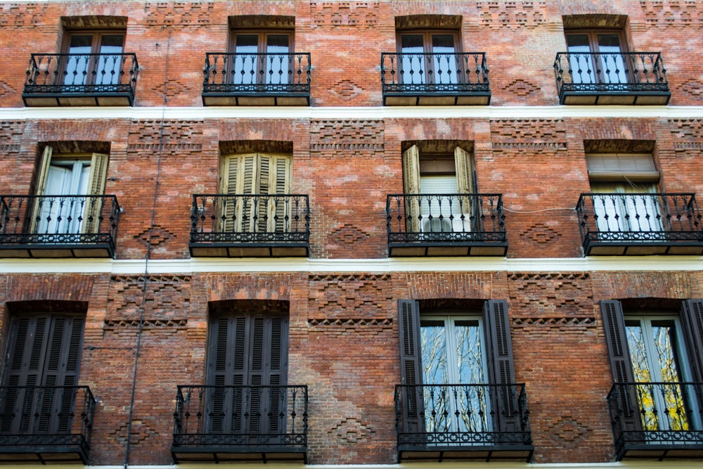 low angle photography of balconies