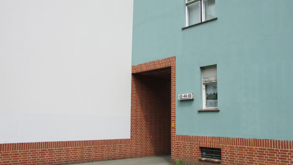 blue and white painted wall building