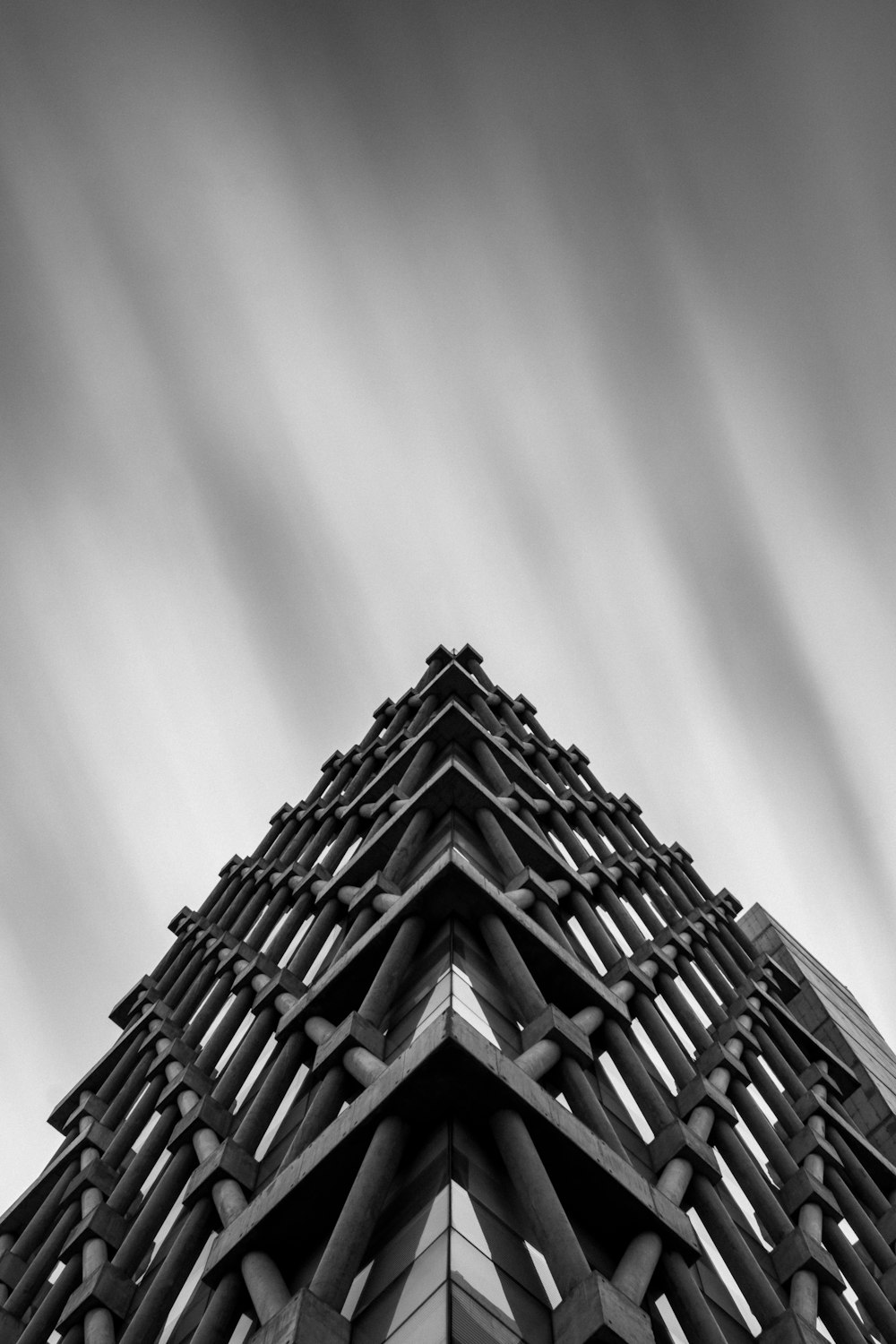low angle photography of grayscale building