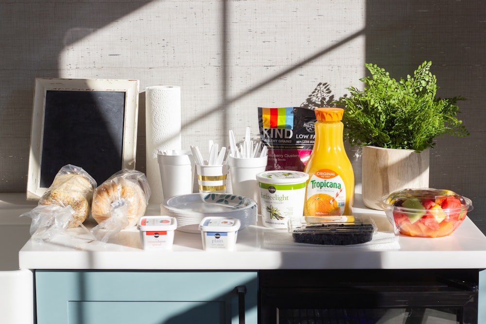 food preparation on table with containers