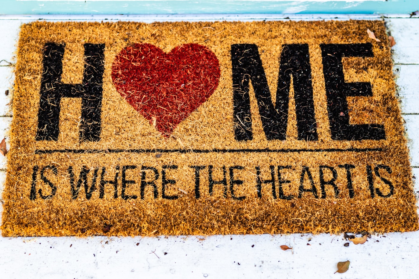 Welcome doormat at a front door