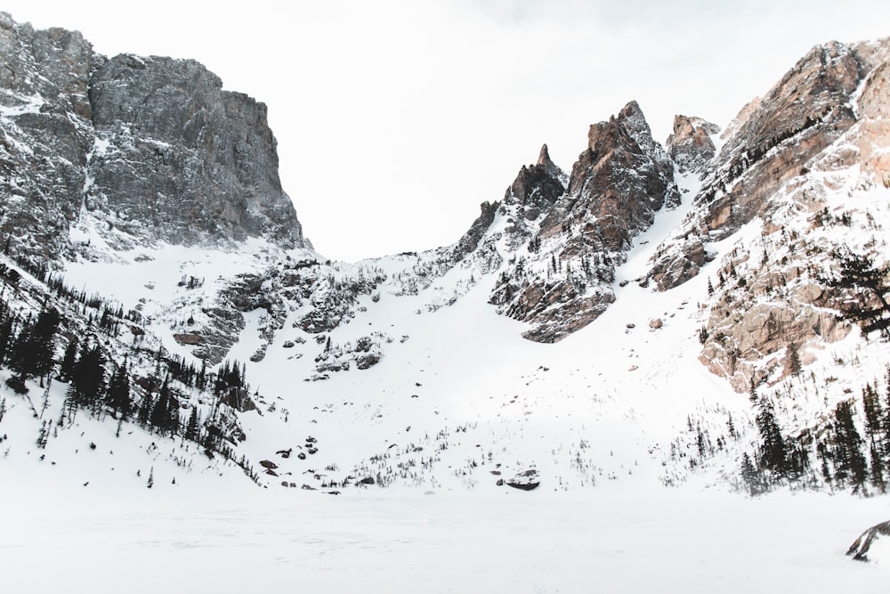 brown snow capped mountain