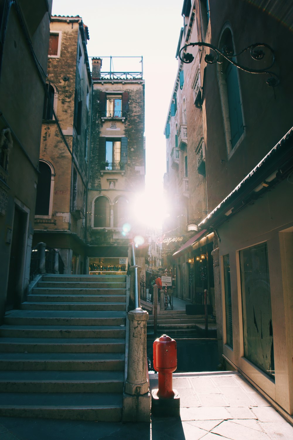 empty street near stair