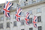 United Kingdom flags hanged near building