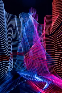 blue, red and pink abstract artwork