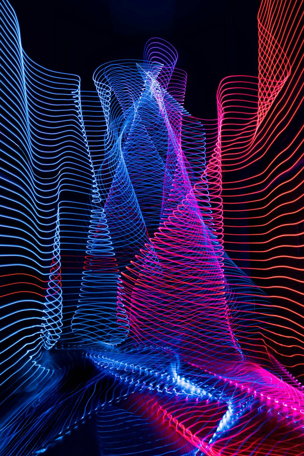 blue, red and pink abstract artwork