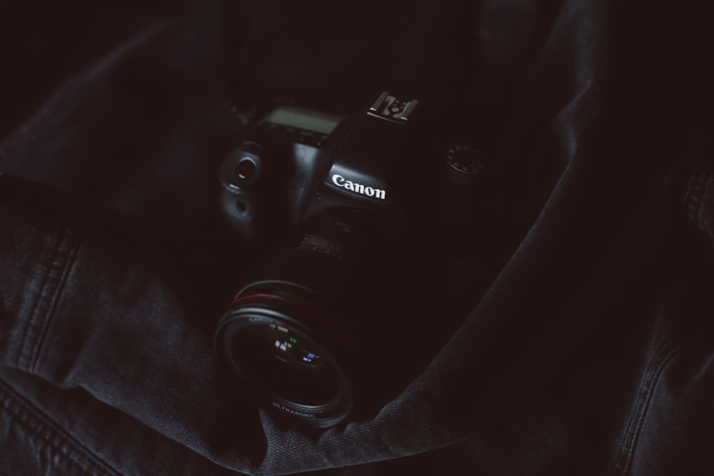 black Canon dSLR camera