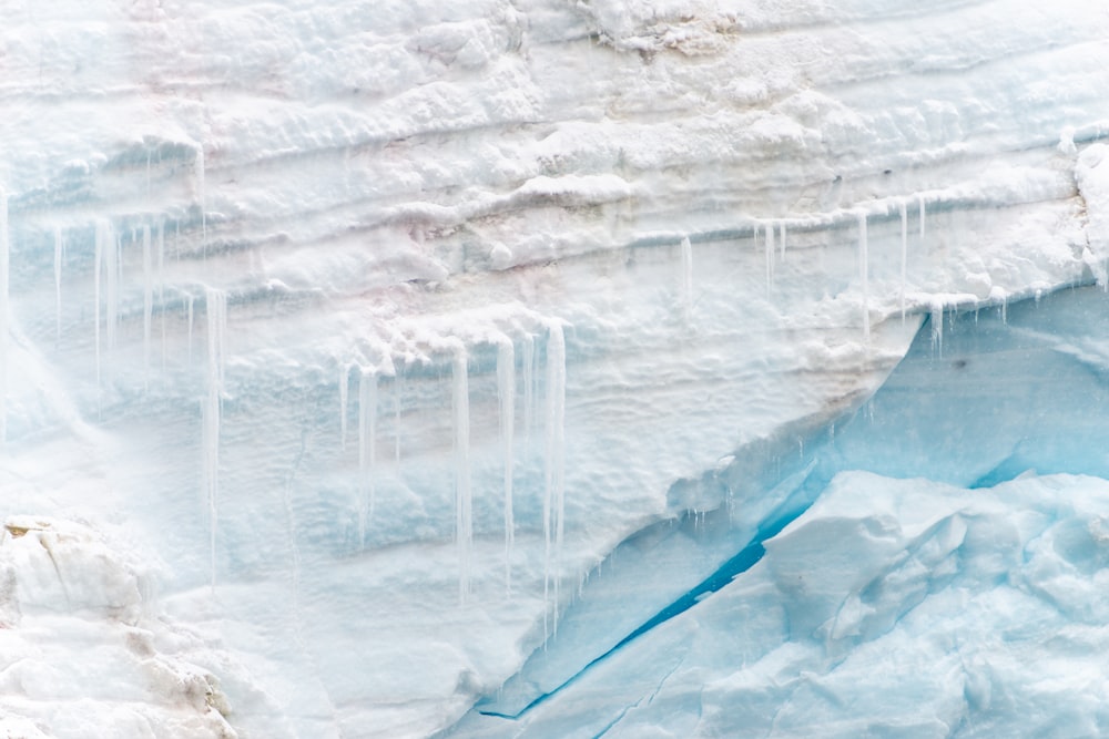 snow covered rocks