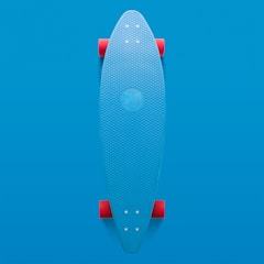 blue and orange longboard