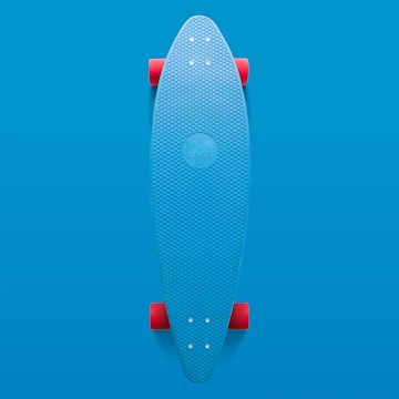 blue and orange longboard