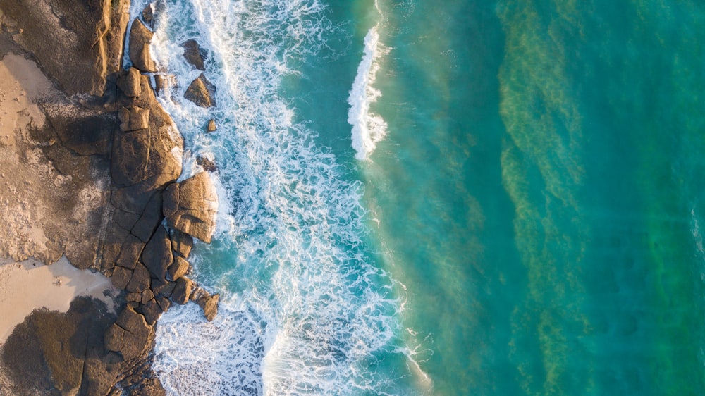 aerial photography of blue beach