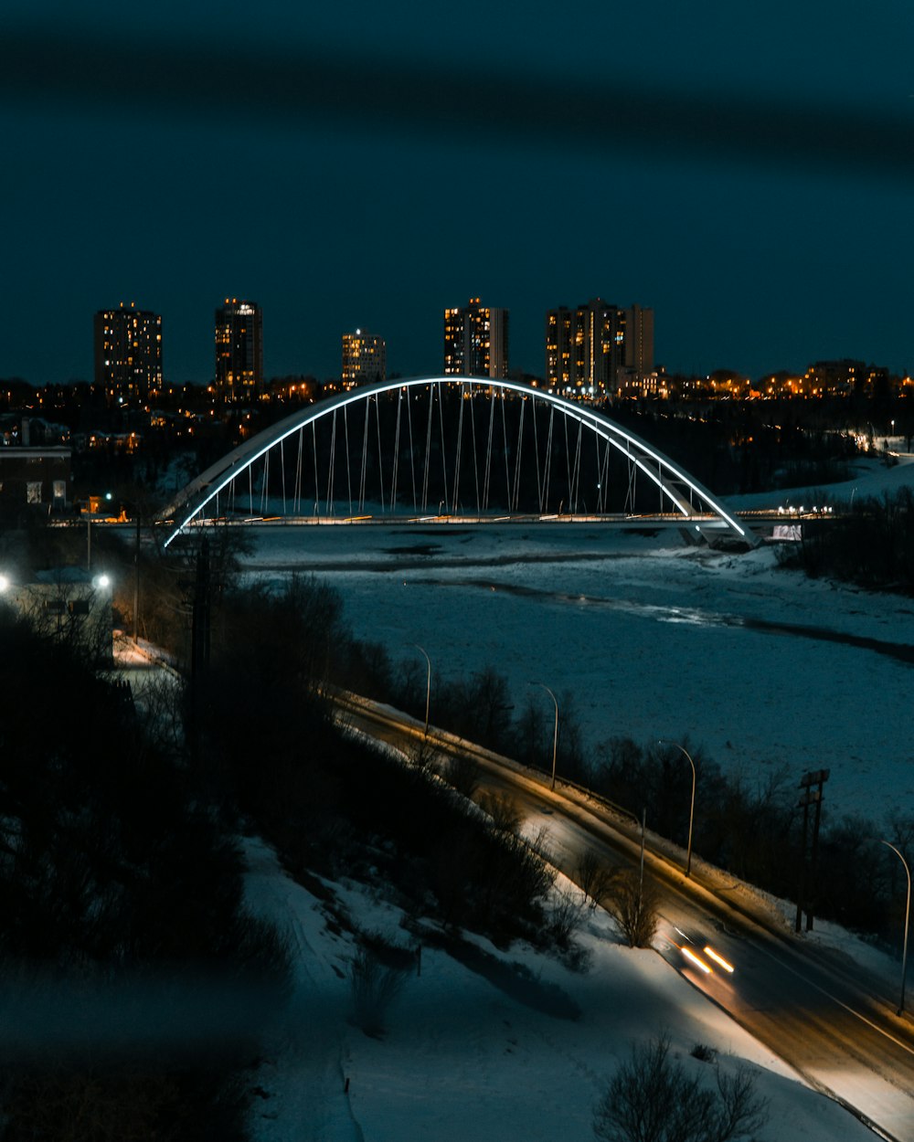 white metal bridge