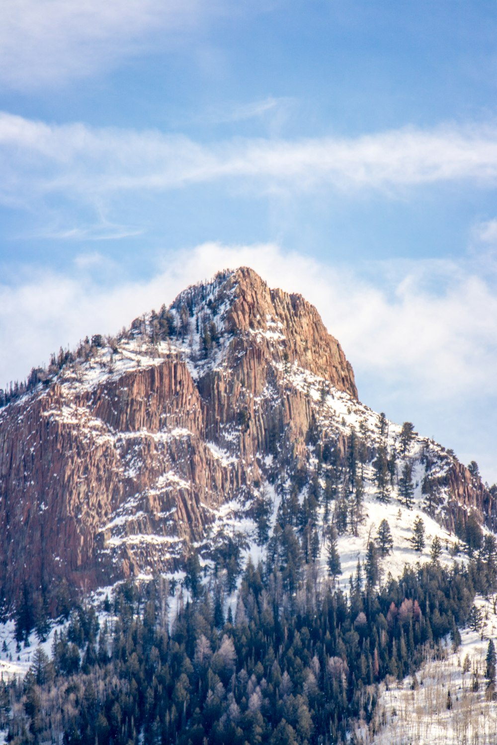 mountain coated with snow