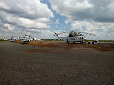 white aircraft south sudan teams background