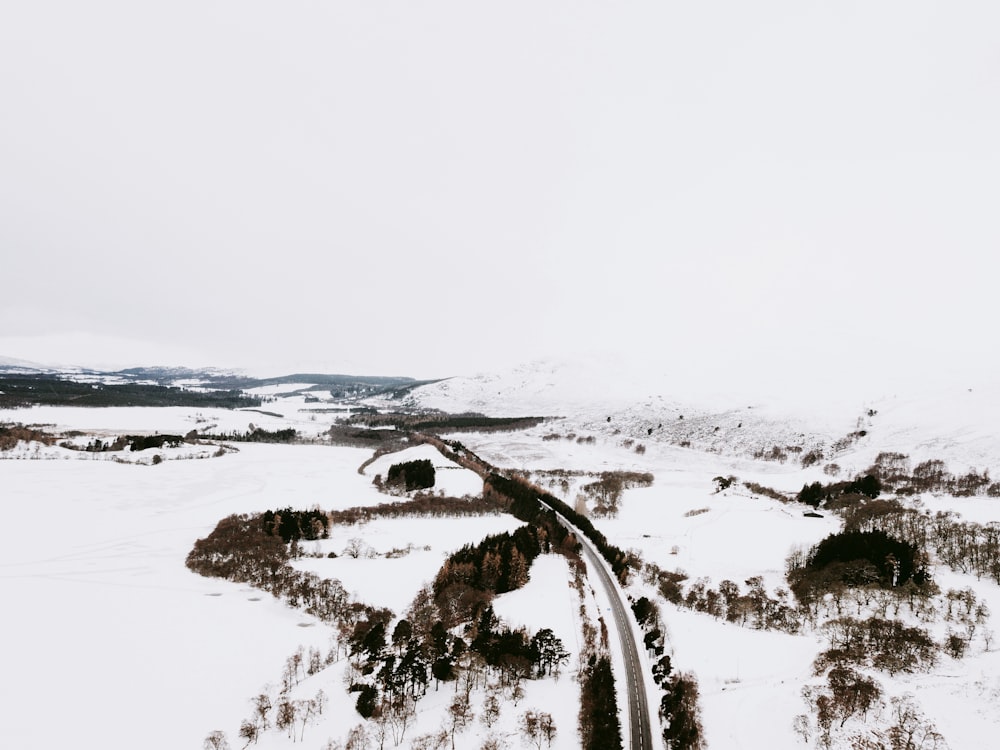 city coated with snow