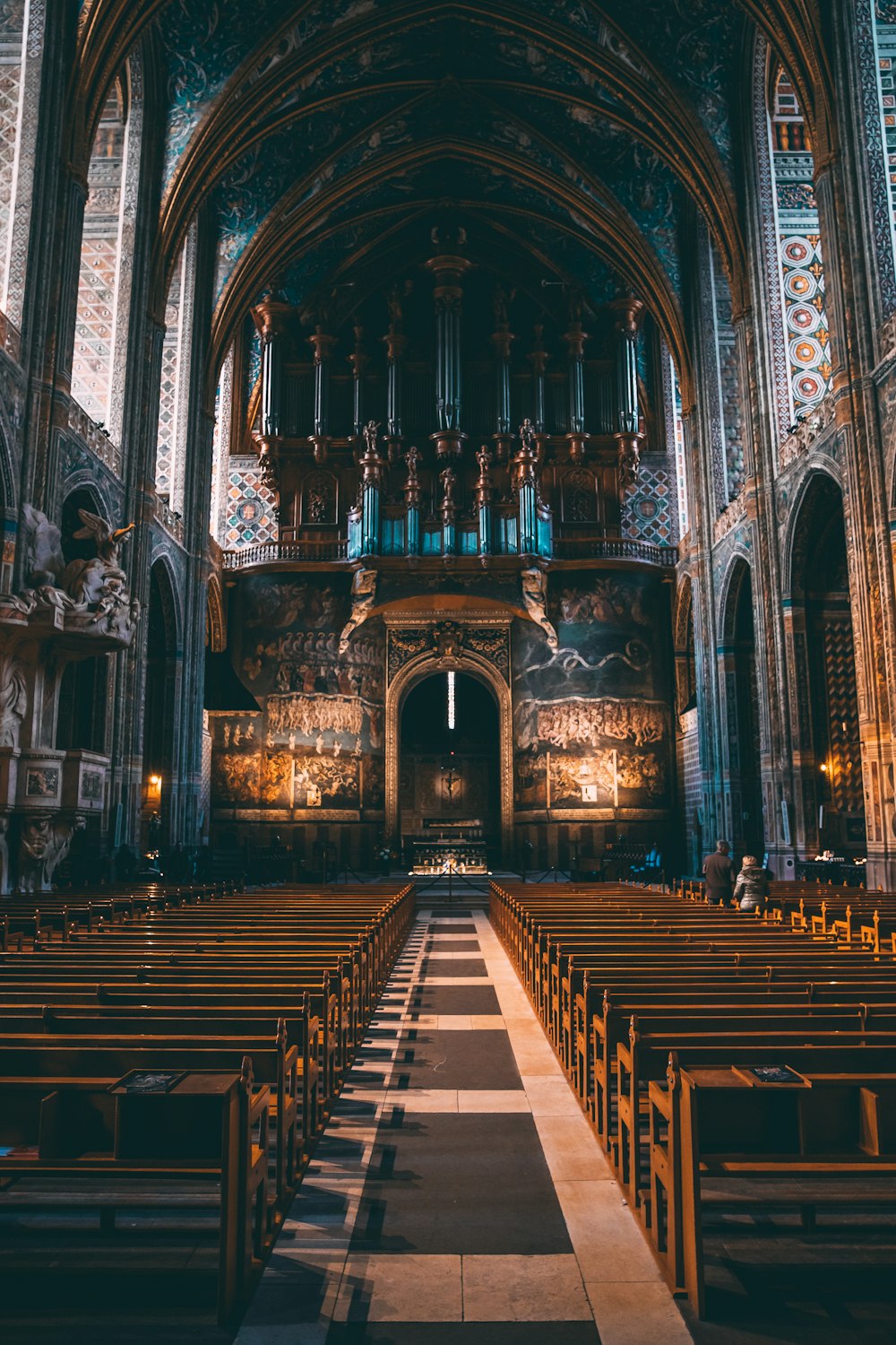 close-up photography of church interior