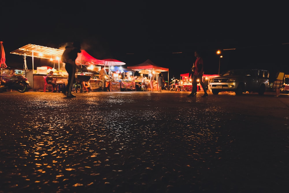 people at night market