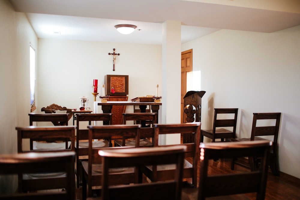 altar view with no people inside white room