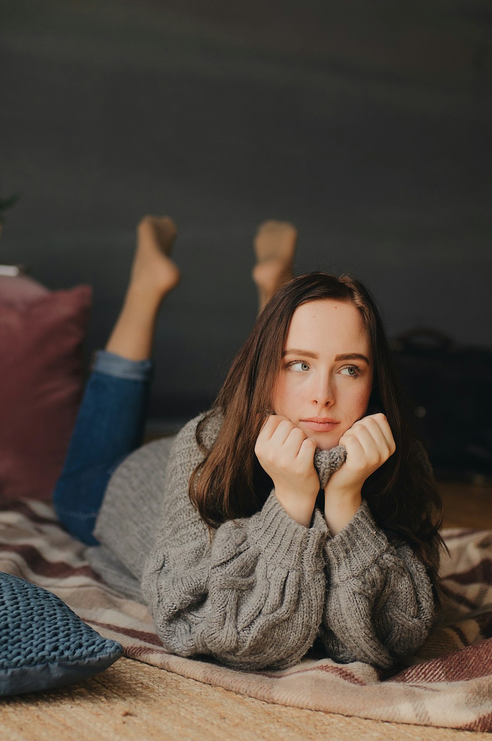 woman lying with prone position