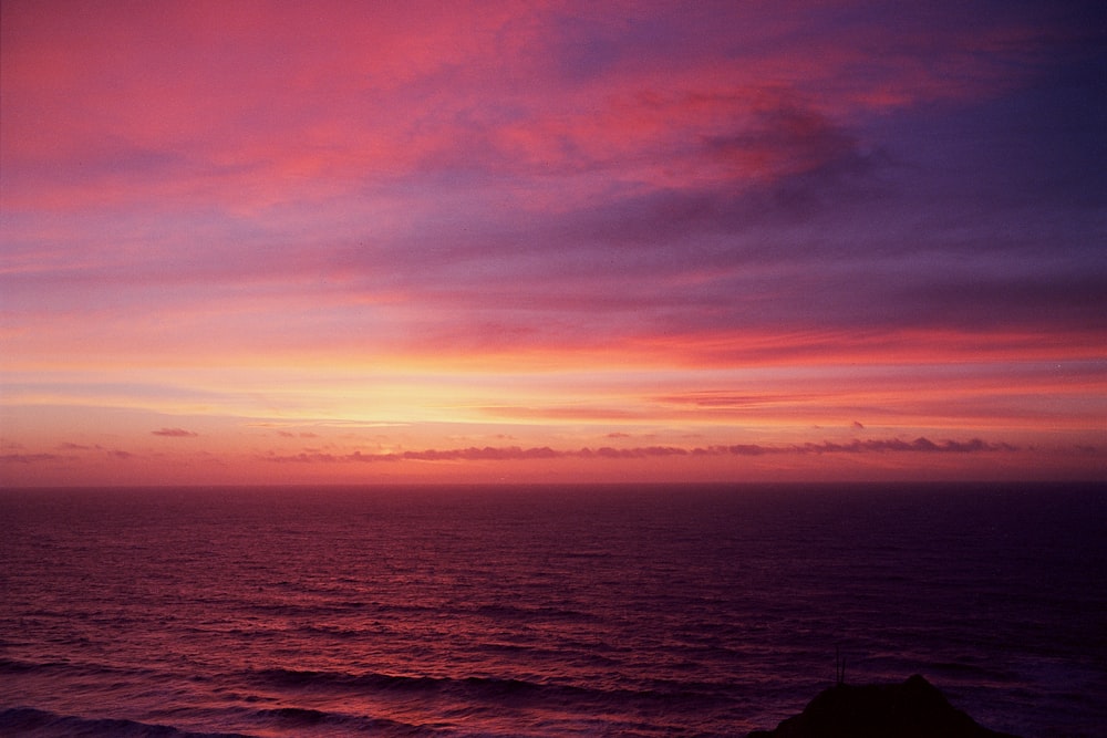 blue seawater during sunset