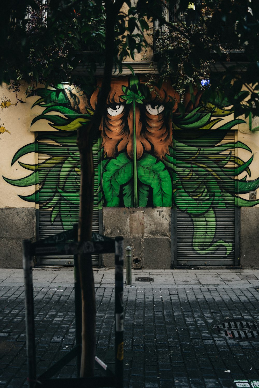 man with long beard and mustache graffiti