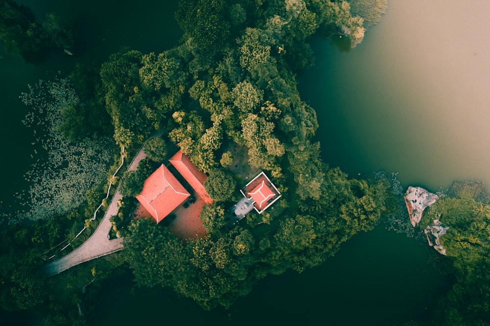 aerial photography of house in islet during daytime