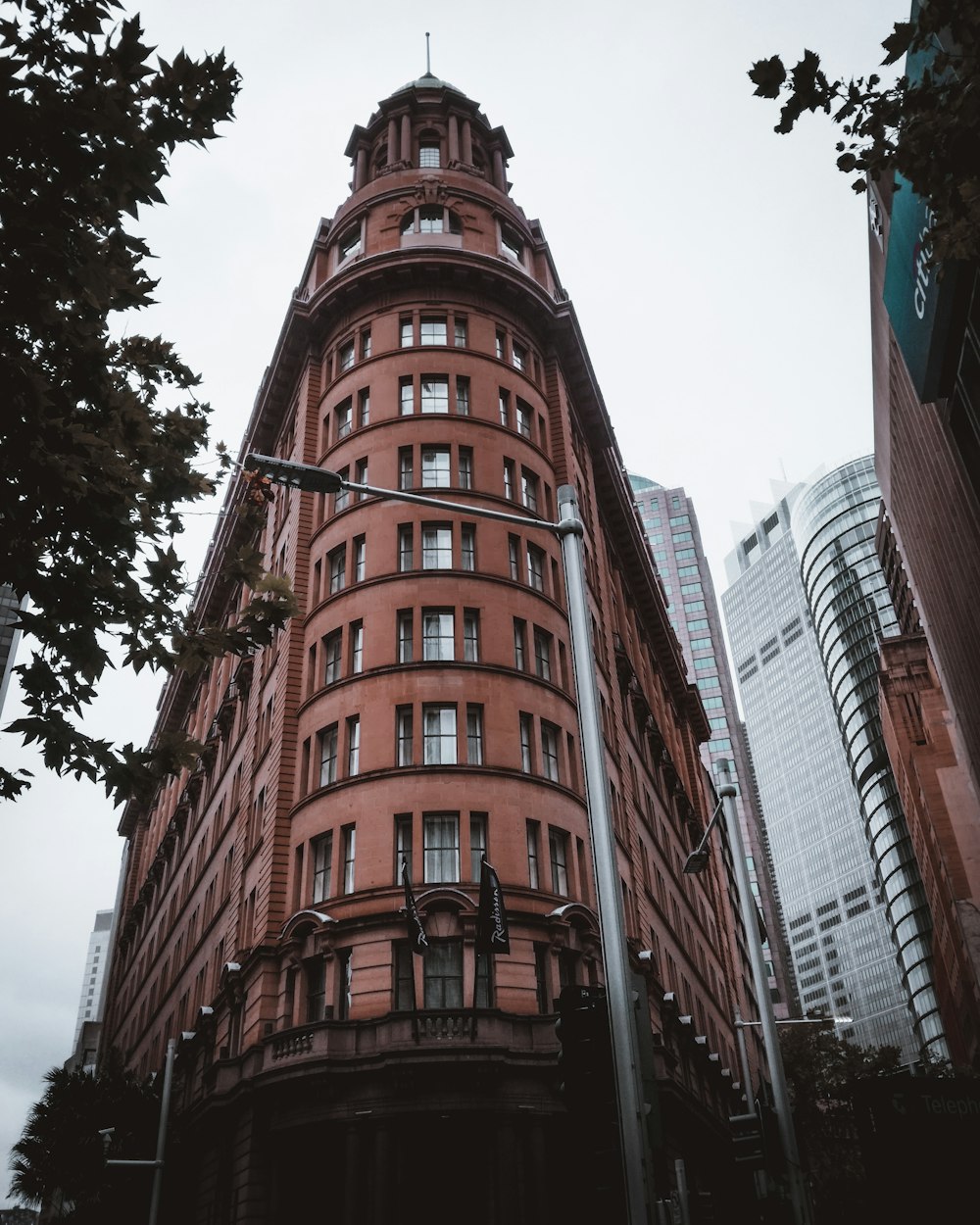 low-angle photography of brown concrete mid-rise building