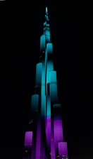 green and purple tower illustration