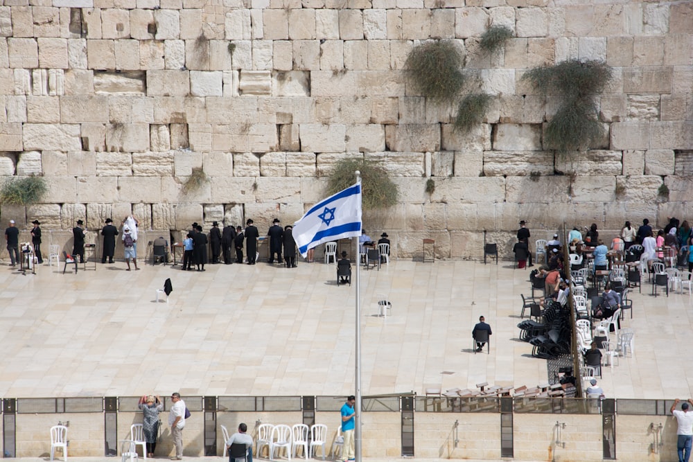 Flag of Israel with pole