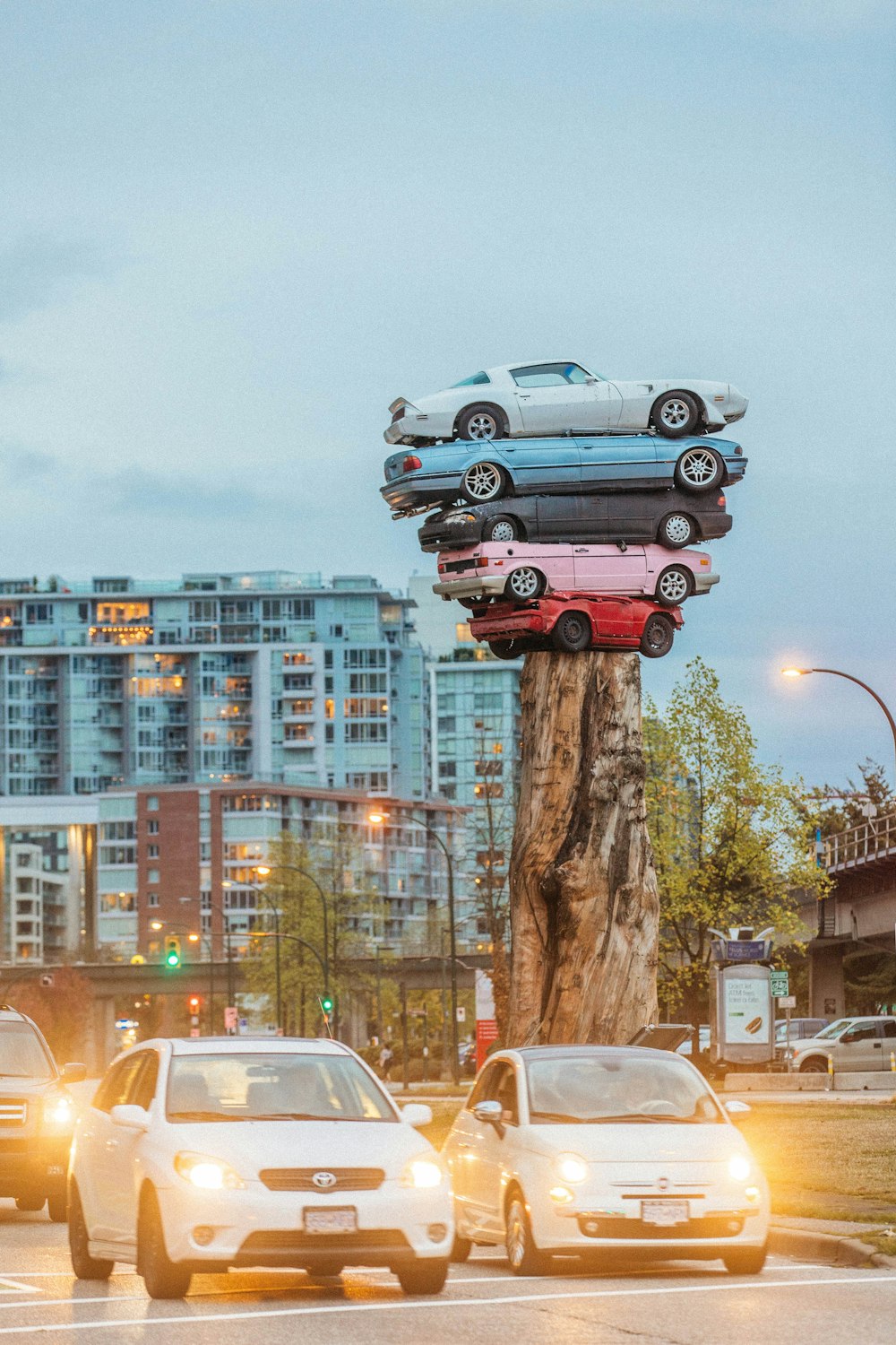 two white cars on road