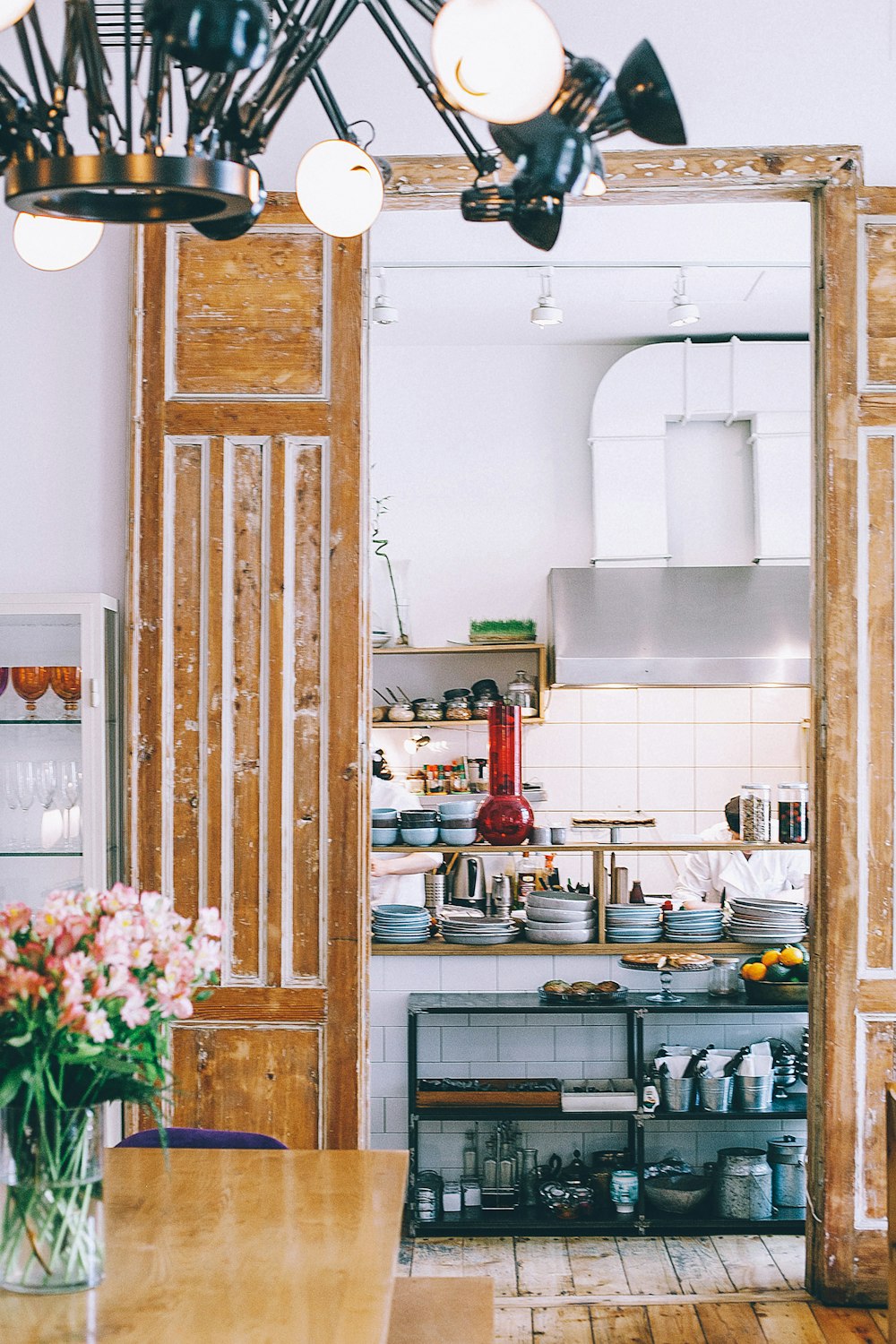 black metal kitchen shelves