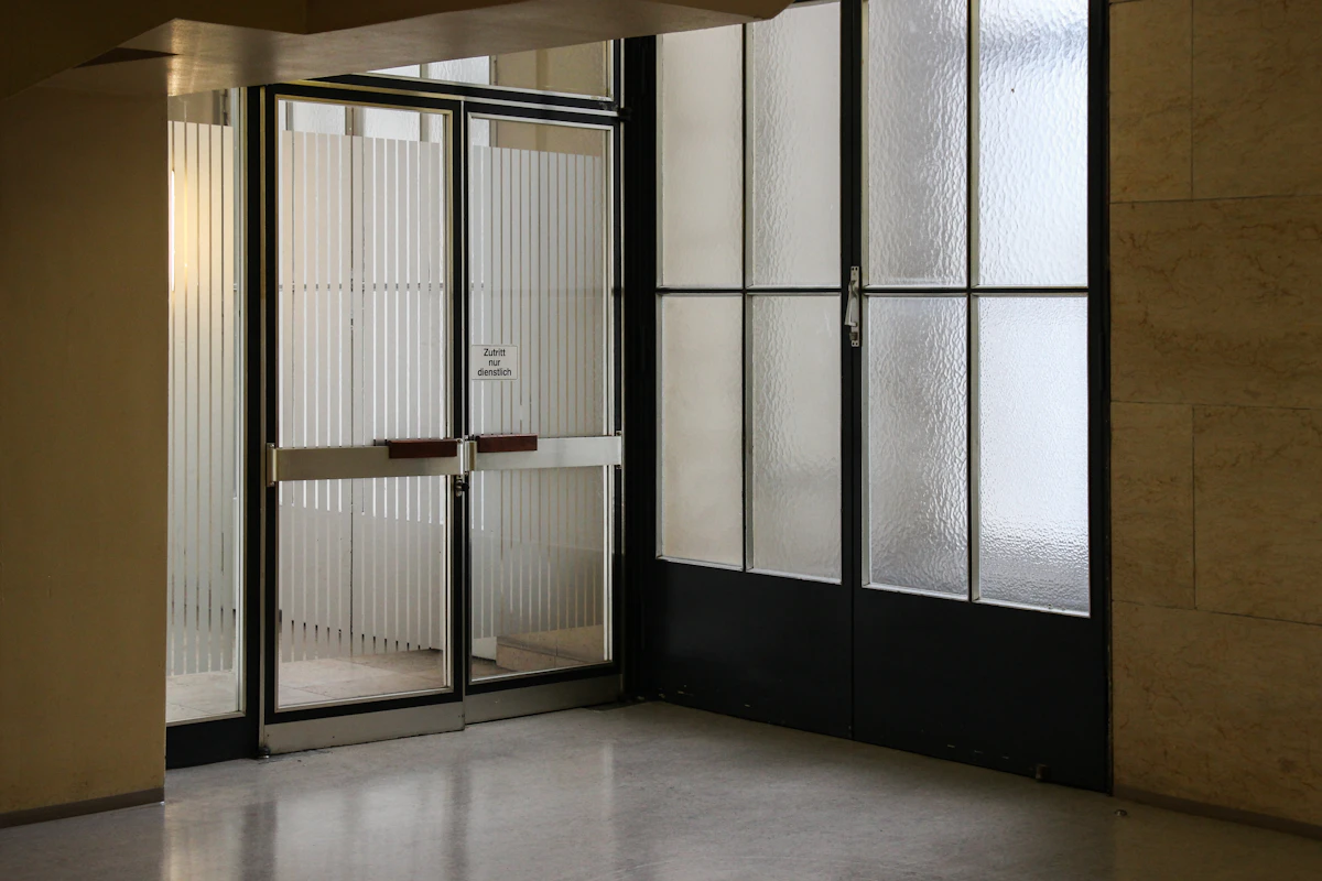 Steel-framed glass interior door