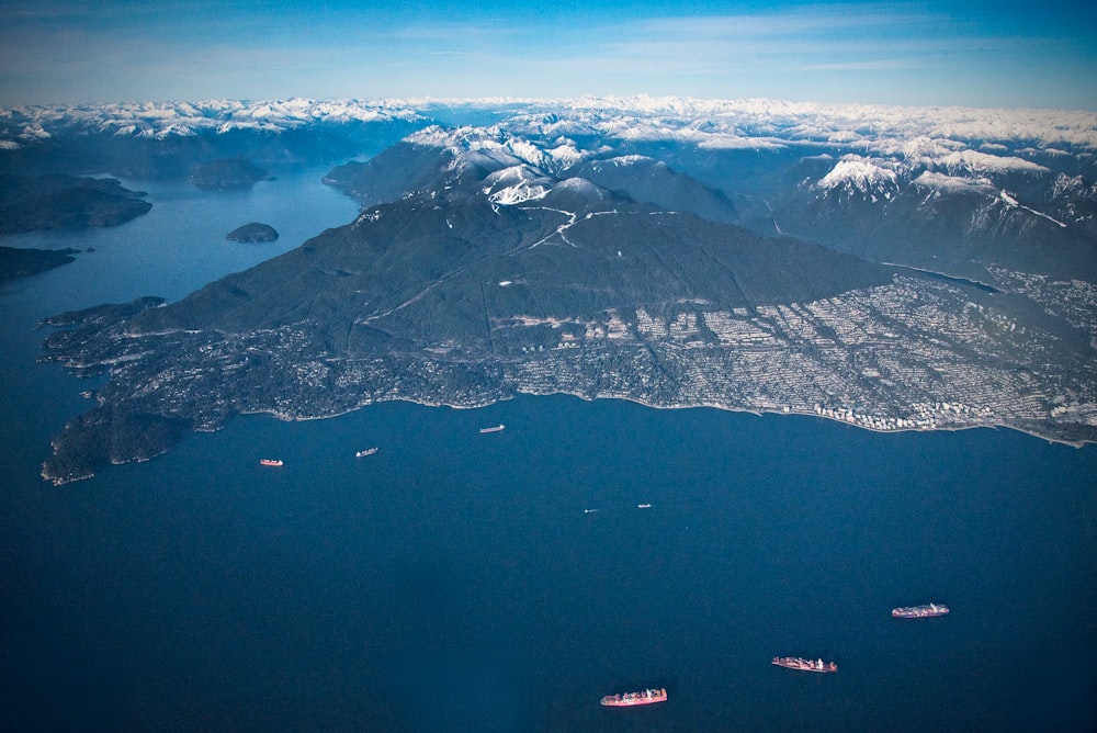 body of water and mountains