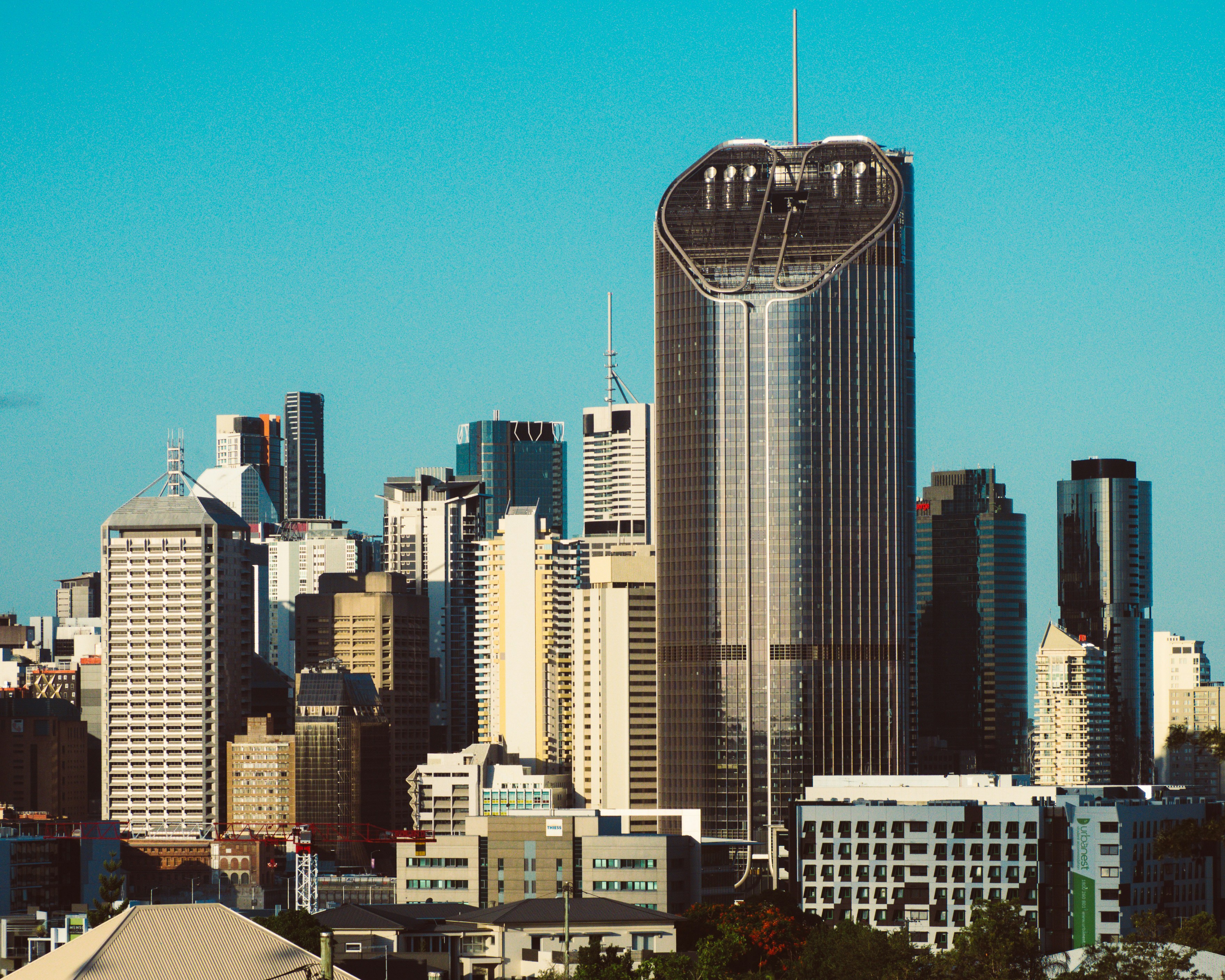 skyscrapers under bright sky