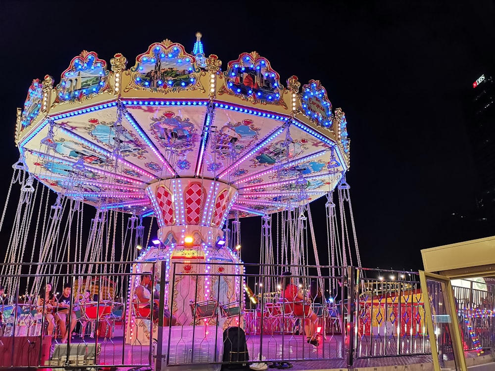 multicolored carousel during nighttime