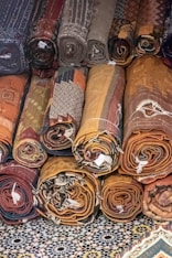 brown and gray textiles